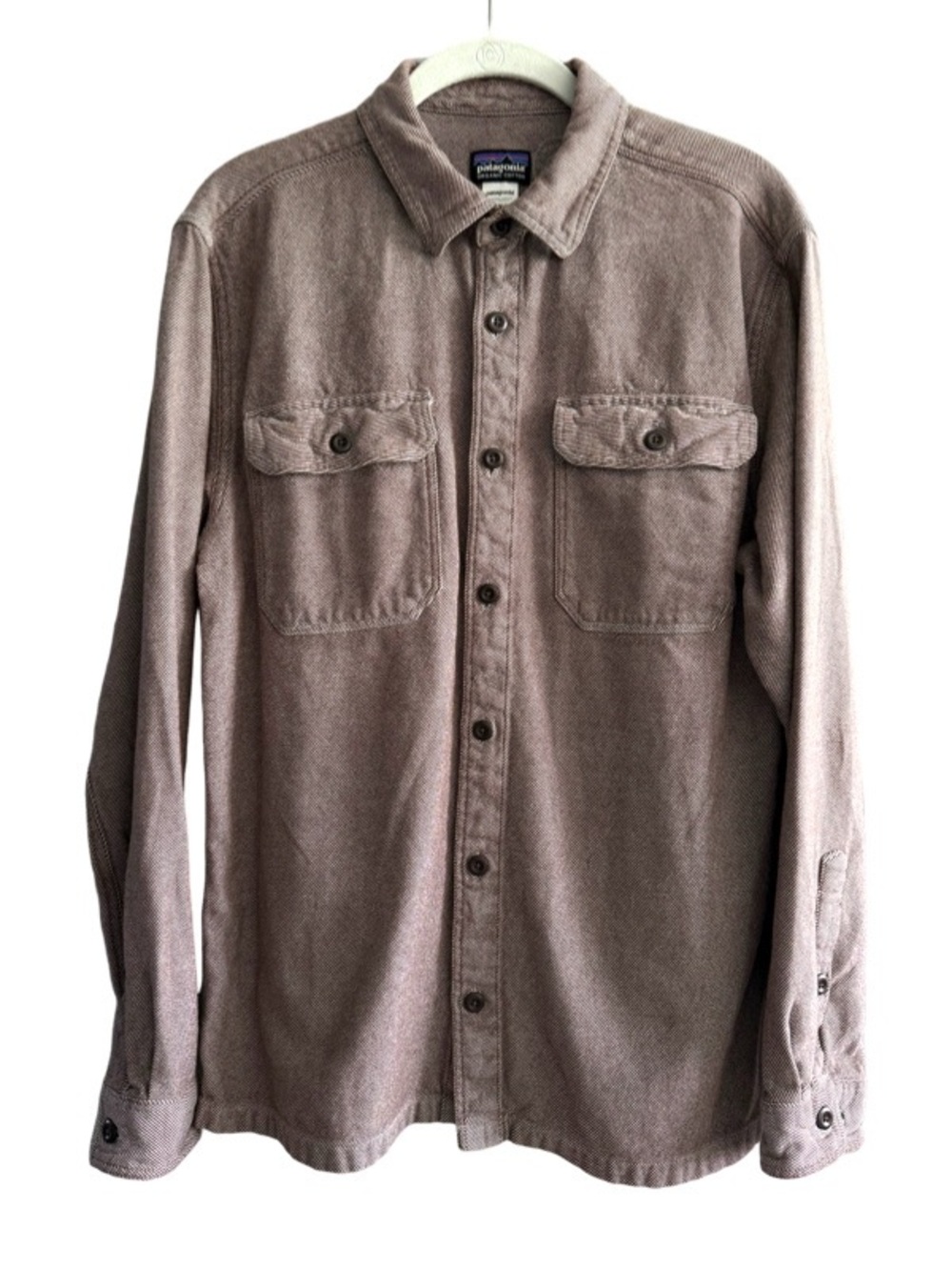 Patagonia 100% Organic Cotton Long Sleeve Button Down Flannel Shirt Brown Size M